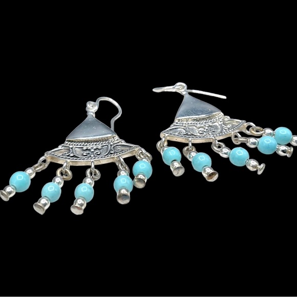 🌺Vintage Jezlaine Sterling & Turquoise Earrings - Picture 6 of 14